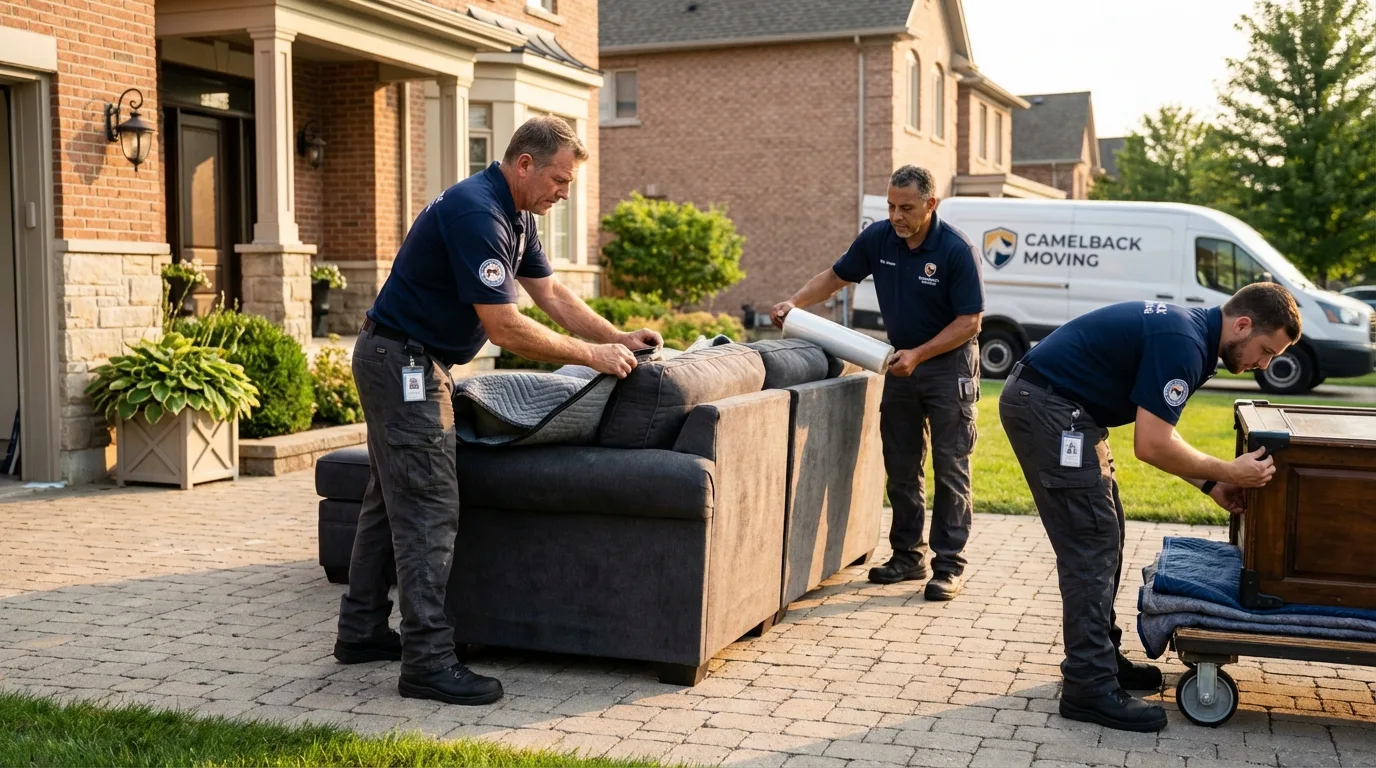 Large estate moving crew wrapping furniture in Sullivan, MO