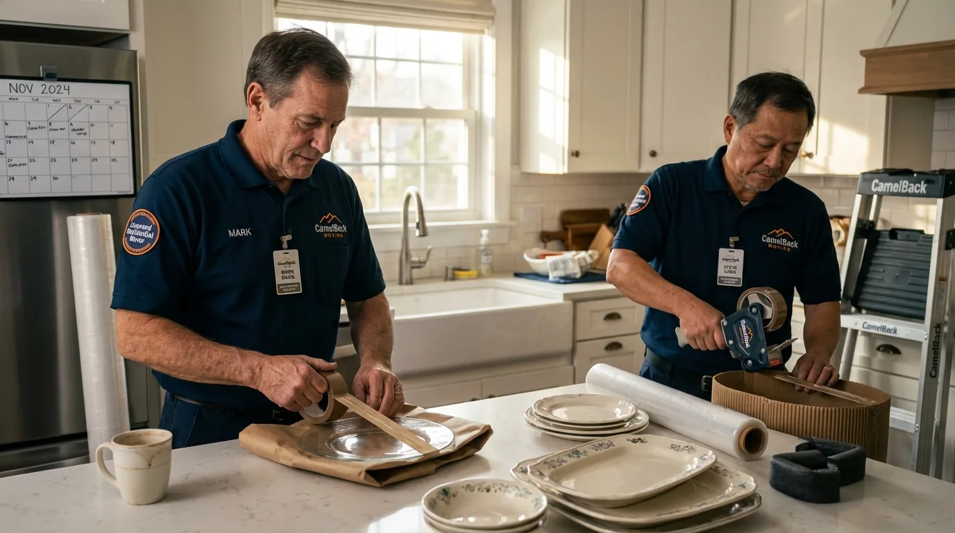 Professional crew packing kitchen dishware in Sullivan, MO